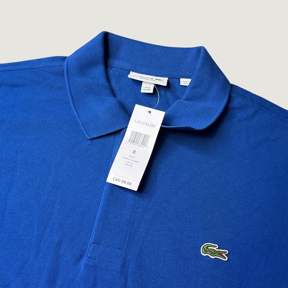 Lacoste Polo Shirt Mens 3XL L.12.12 Classic Fit Electric Blue Short Sleeve NEW